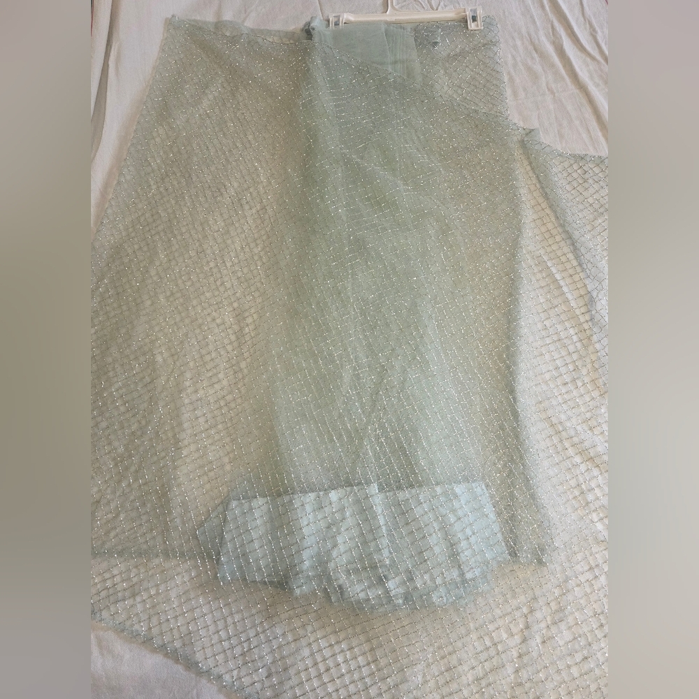 Aqua Blue Embellished Sari - Festive Wear - Indian & Pakistani Wear - Picture 7 of 9